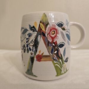 Anthropologie Starla M. Halfmann "Petal Palett"  Floral Monogram Mug With A